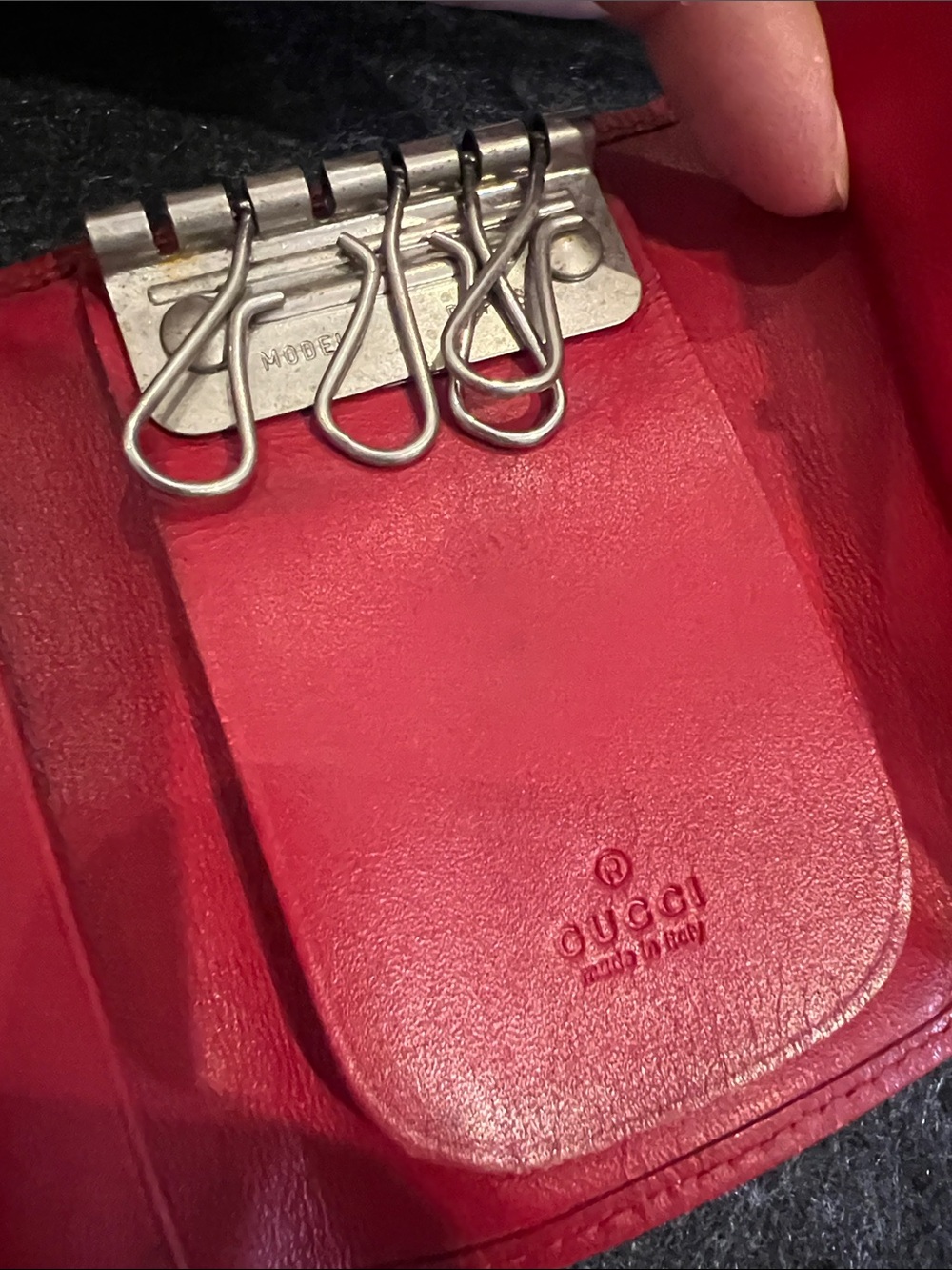 Gucci Beige Monogram Canvas Key Case with Red Trim Authentic - Picture 3 of 9